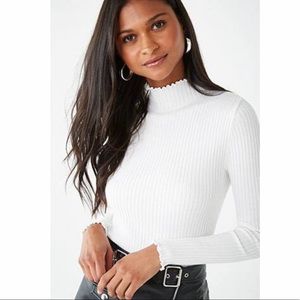 Lettuce edge mock neck top